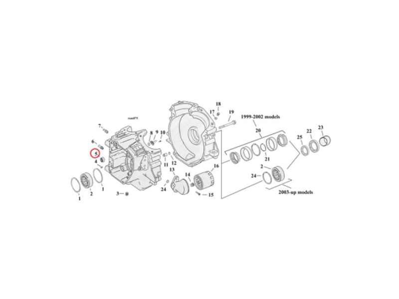 S&S,  NEEDLE BEARING. INNER, 99-06 TCA/B, kam lager